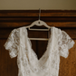 Elegant Sheath V Neck White Lace Long Prom Dress Evening Dress SH2288