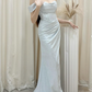 Baby Blue A Line Off the Shoulder Sequin Satin Long Prom Dress Graduation Prom Dress SH2452