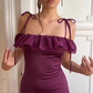 Purple Mermaid Spaghetti Straps Ruffle Chiffon Prom Dress Outfits SH5127