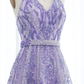 Lilac A Line V Neck Sequin Beaded Tulle Long Prom Dress Evening Dress SH2374