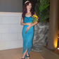 Charming Sheath Spaghetti Strap Beaded Blue Chiffon Party Dress Evening Dress SH2719