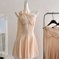 Apricot A Line One Shoulder Flower Chiffon Short Homecoming Dress Cocktail Dress SH3051