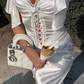 Charming Sheath Straps White Lace Satin Long Prom Dress Party Dress SH5320