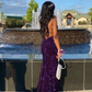 Purple Sequin Mermaid Prom Dress Long Party Dress SH1018