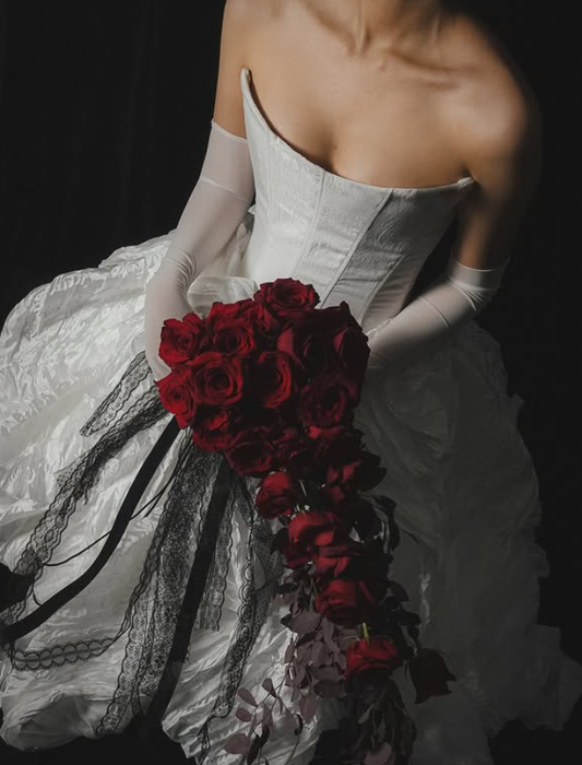 Unique A Line Strapless Corset White Satin Wedding Dress SH4527