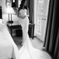 Elegant Pretty Mermaid Straps White Satin Long Sweep Wedding Dress SH4856