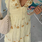 2026 New A Line Spaghetti Strap Embroidered Light Yellow Satin Prom Dress Outfits SH1023