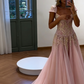 Baby Blue A Line Exquisite Beaded Tulle Prom Dress Wedding Guest Dress SH4723