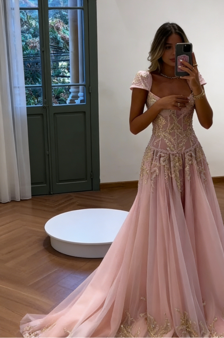 Baby Blue A Line Exquisite Beaded Tulle Prom Dress Wedding Guest Dress shinydress Baby Blue A Line Exquisite Beaded Tulle Prom Dress Wedding Guest Dress shinydress