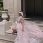 Stunning Light Pink A Line V Neck Tulle Prom Dress Outfits with Slit SH4867