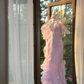 Lilac Romantic Lace Elegant Long Chiffon Ball Gown Party Dress Date Dress SH3431