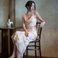 Gentle Retro Mermaid Straps Print Floral Purple Satin Prom Dress Formal Dress SH4021