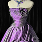 Vintage Ball Gown Strapless Floral Dark Purple Satin Prom Dress Graduation Prom Dress SH5493