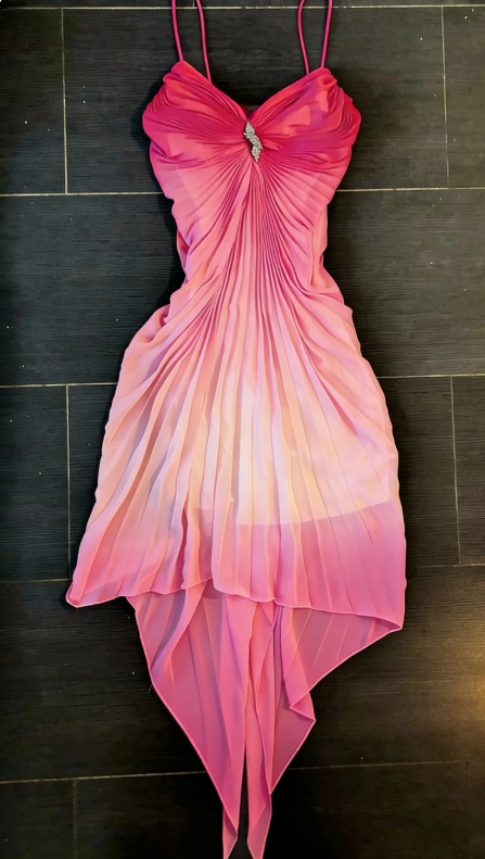 Orange Ombre A Line Spaghetti Strap Chiffon Homecoming Dress Cocktail – shinydress