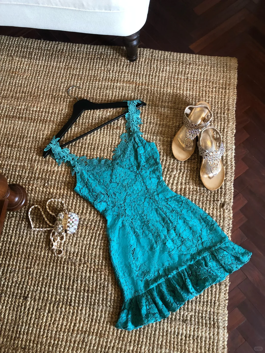 Lake Blue A Line Strap Lace Short Prom Dress Homecoming Dress SH7185