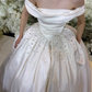 Pretty Ball Gown Off the Shoulder Exquisite Pearl Rhinestone Satin Wedding Dress SH5277