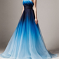 Blue Ombre One Shoulder Ruched Prom Dress K13