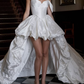 Cute A Line Straps White Pleated Satin Prom Dress Wedding Dress SH4698