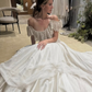 Pretty Vintage Ball Gown Round Neck Satin Tulle Lace Wedding Dress SH5073