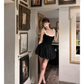 Cute A Line Straps White Floral Black Tulle Short Homecoming Dress Outfits SH5824