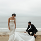 Simple Mermaid Spaghetti Strap Satin Wedding Dress Prom Dress SH4130