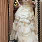 Glamorous Retro Ball Gown V Neck 3D Floral Layered Lace Satin Wedding Dress Prom Dress SH5886