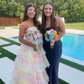 Unique A Line Strapless Tiered Chiffon Long Prom Dress Evening Dress SH2305