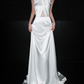Simple High-class A Line Halter Pearl White Satin Backless Long Wedding Dress SH6668