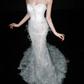 Glamorous Mermaid Sweetheart Neck Beaded Feather Lace Long Wedding Dress SH5959