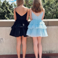 A Line Deep V Neck Tiered Tulle Homecoming Dress SH1704