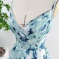 Spaghetti Straps Corset Floral Chiffon Tiered Prom Dress SH1373