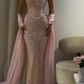Pink Sheath Strapless Exquisite Rhinestone Tulle Long Prom Dress Evening Dress SH4625