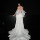 Graceful Flowing A Line Beaded White Chiffon Long Wedding Dress SH5872