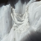 Gentle Lace Appliques A Line Straps White Tulle Wedding Dress Prom Dress SH5934