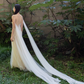 Flowy Simple Ivory A Line Pleated Tulle Long Evening Dress Party Dress SH3484