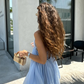 Cute A Line Spaghetti Strap Baby Blue Chiffon Open Back Short Homecoming Dress SH2199