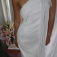 Elegant Sheath One Shoulder White Chiffon Long Prom Dress Evening Dress SH2340