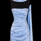 Romantic Sheath Strapless Blue Satin Open Back Long Prom Dress Graduation Prom Dress SH2489
