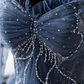 Elegant Blue Tulle Beaded Fairy Ball Gown Long Prom Dress Quinceanera Dress  SH1028
