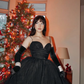 Cute Ball Gown Spaghetti Strap Black Tulle Long Prom Dress Party Dress SH5318
