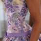 Glamorous A Line Strapless Lilac Floral Printed Short Homecoming Dress with Pearls SH7856