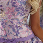 Glamorous A Line Strapless Lilac Floral Printed Short Homecoming Dress with Pearls SH7856