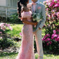 Glamorous Mermaid Sweetheart Pink Long Prom Dress with Appliques SH7772