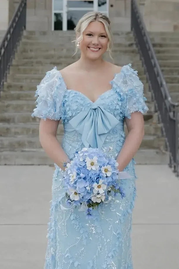Glamorous Mermaid Sweetheart Blue Long Prom Dress with Appliques SH7773