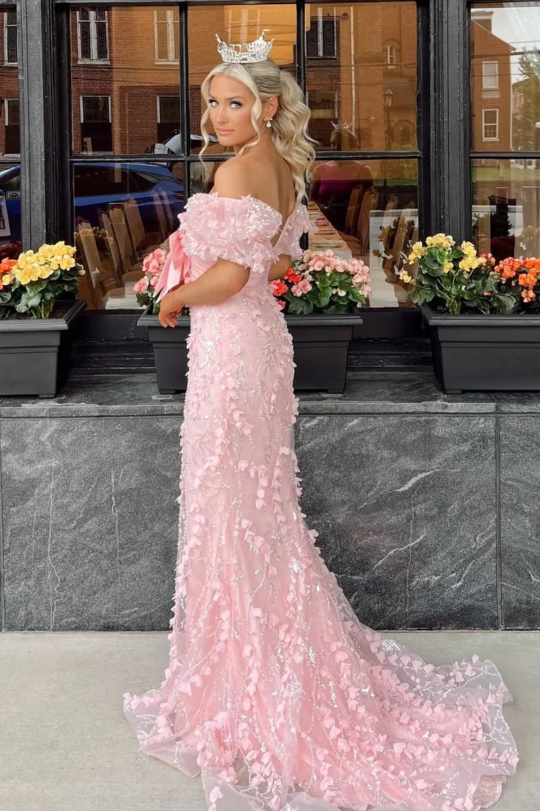 Glamorous Mermaid Sweetheart Pink Long Prom Dress with Appliques SH7772