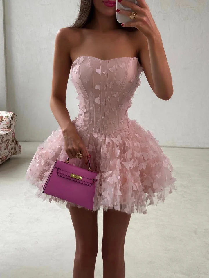 Gorgeous A Line Sweetheart Pink Short Homecoming Dress with Appliques SH7751