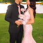 Gorgeous Mermaid Spaghetti Straps Pink Long Prom Dress with Embroidery SH8107