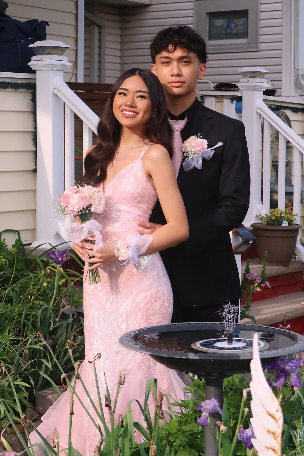 Gorgeous Mermaid Spaghetti Straps Pink Long Prom Dress with Embroidery SH8107