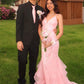 Gorgeous Mermaid Spaghetti Straps Pink Long Prom Dress with Embroidery SH8107