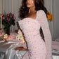 Gorgeous Sheath Long Sleeve Light Pink Short Homecoming Dress with Pearls SH7497